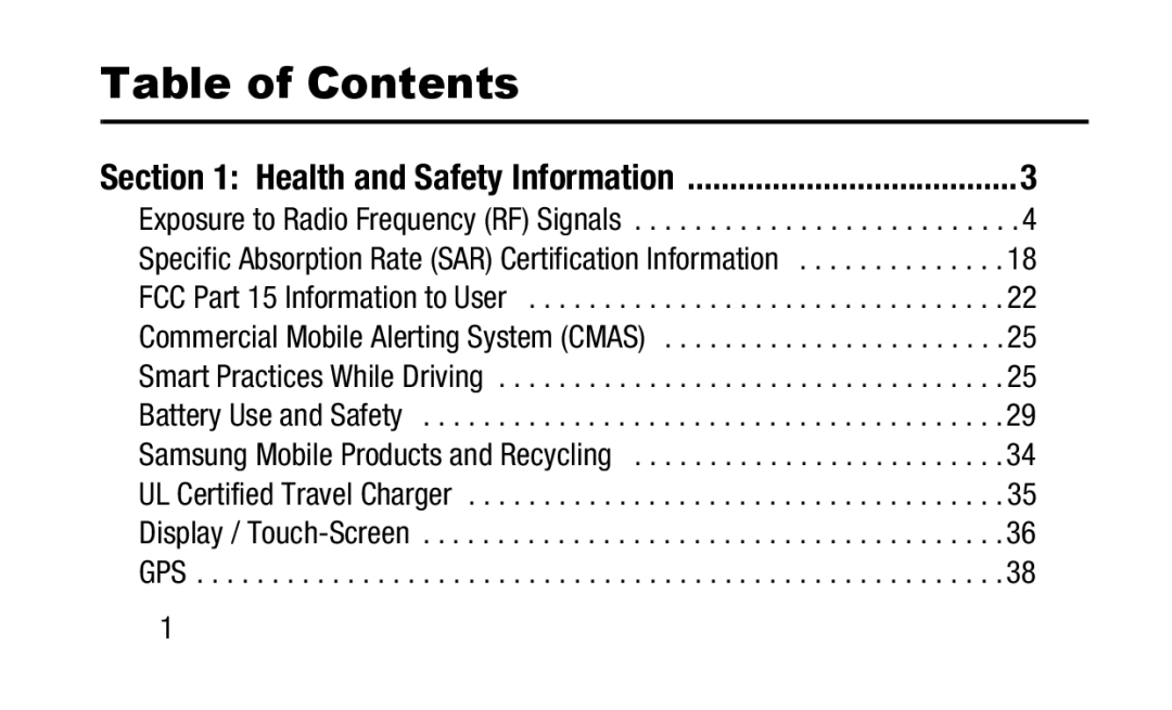 Samsung GH88-41012A warranty Table of Contents 