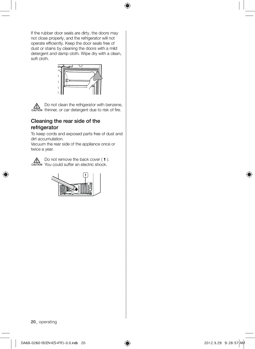 Samsung GI6FARXXQ, GI6FARXXY, RF260BEAEWW, RF260BEAESP, RF261BEAESP, RF261BEAEBC Cleaning the rear side of the refrigerator 