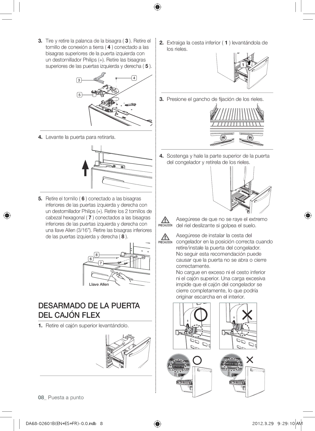 Samsung RF260BEAEBC, GI6FARXXQ, GI6FARXXY user manual Desarmado DE LA Puerta DEL Cajón Flex, Levante la puerta para retirarla 