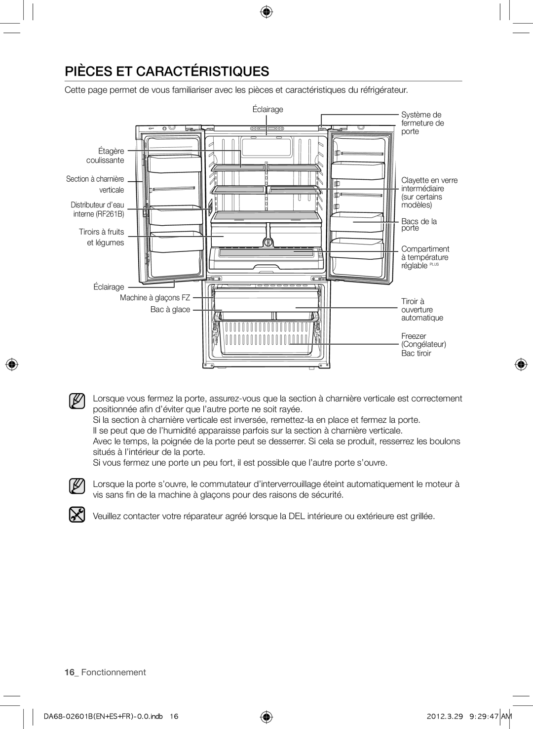 Samsung RF260BEAEWW, GI6FARXXQ, GI6FARXXY, RF260BEAESP, RF261BEAESP, RF261BEAEBC, RF260BEAEBC Pièces ET Caractéristiques 