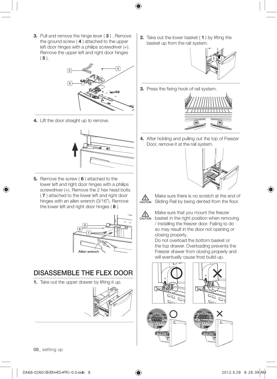 Samsung RF260BEAESR, GI6FARXXQ, GI6FARXXY, RF260BEAEWW DISASSEMblE ThE FlEx dOOR, Take out the upper drawer by lifting it up 