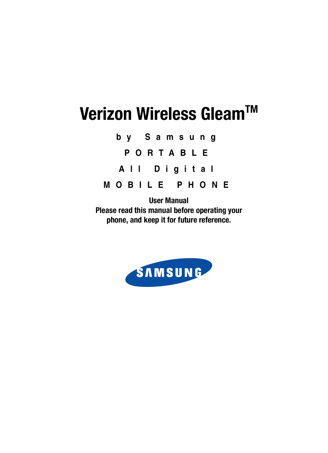 Samsung user manual Verizon Wireless GleamTM 