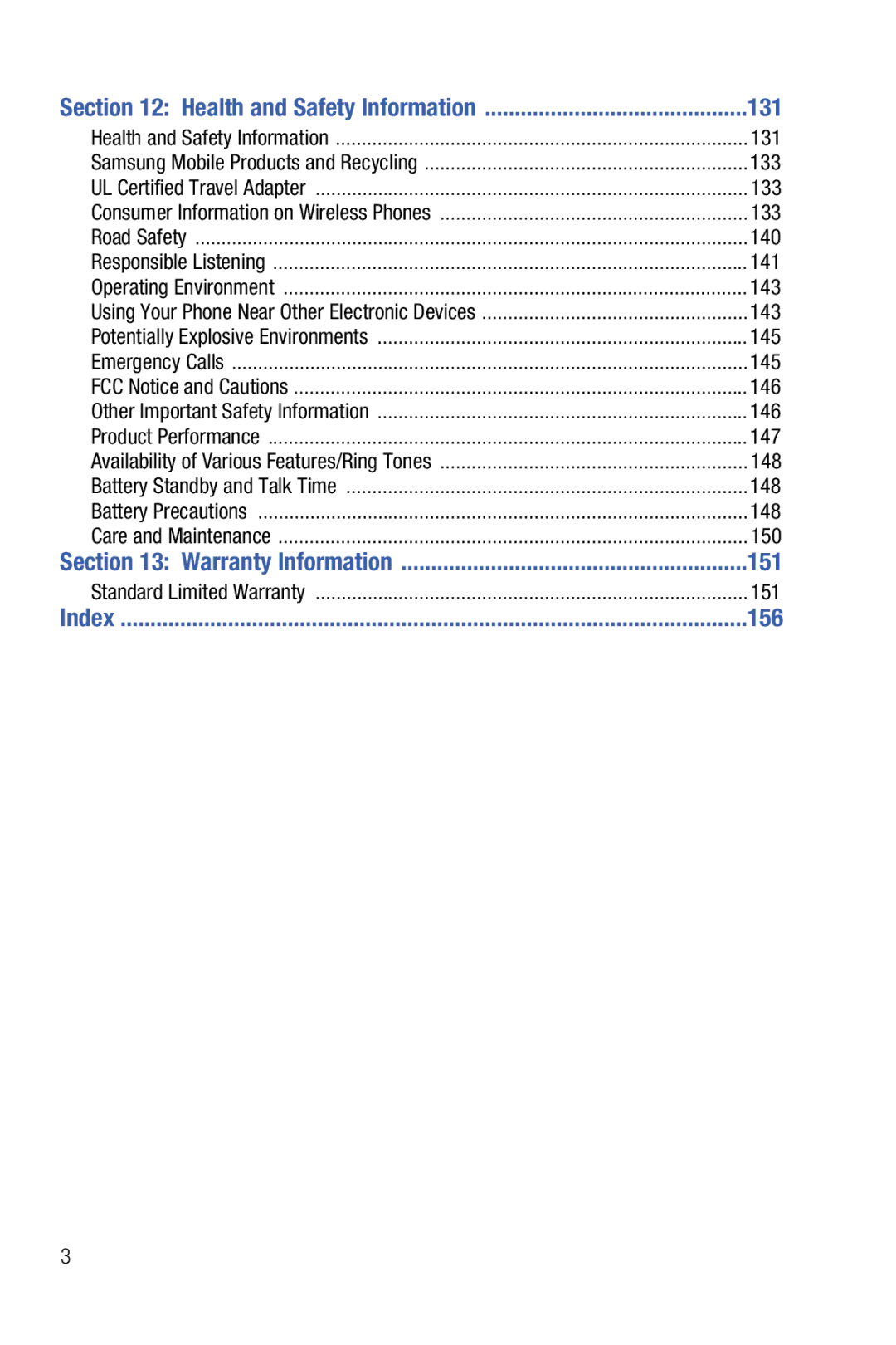 Samsung Glyde user manual 131, 151, 156 