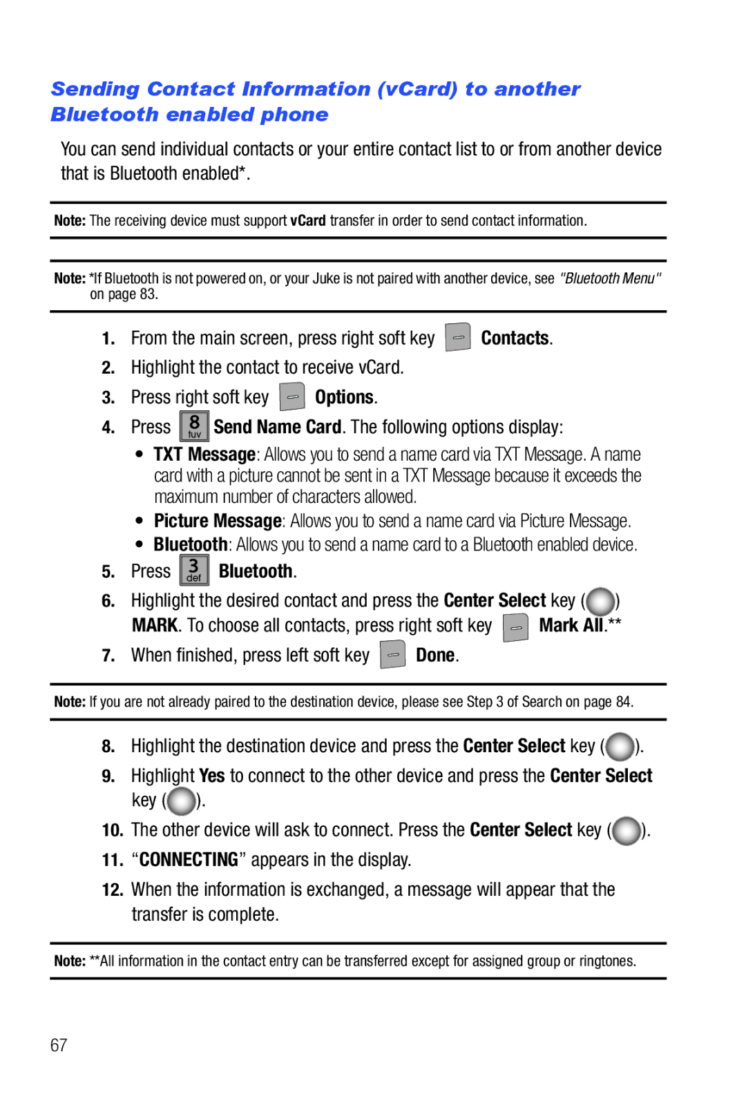 Samsung Glyde user manual Press def3 Bluetooth 