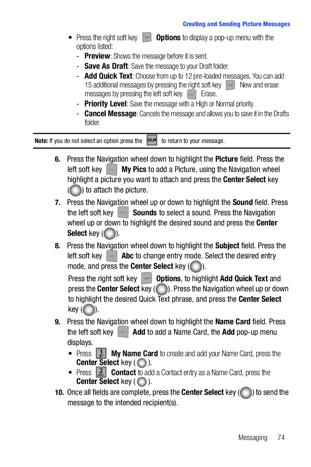 Samsung Glyde user manual Messages by pressing the left soft key Erase, Press 