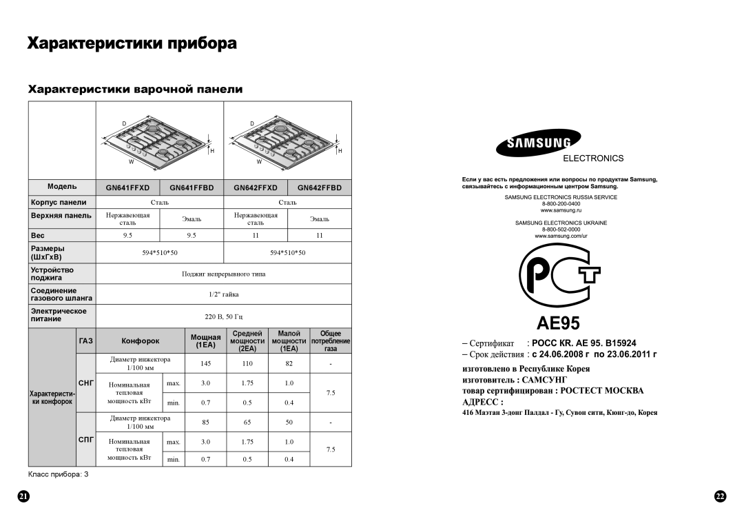 Samsung GN641FFXD/BWT, GN641FFBD/BWT, GN642FFBD/BWT, GN642FFXD/BWT manual AE95 