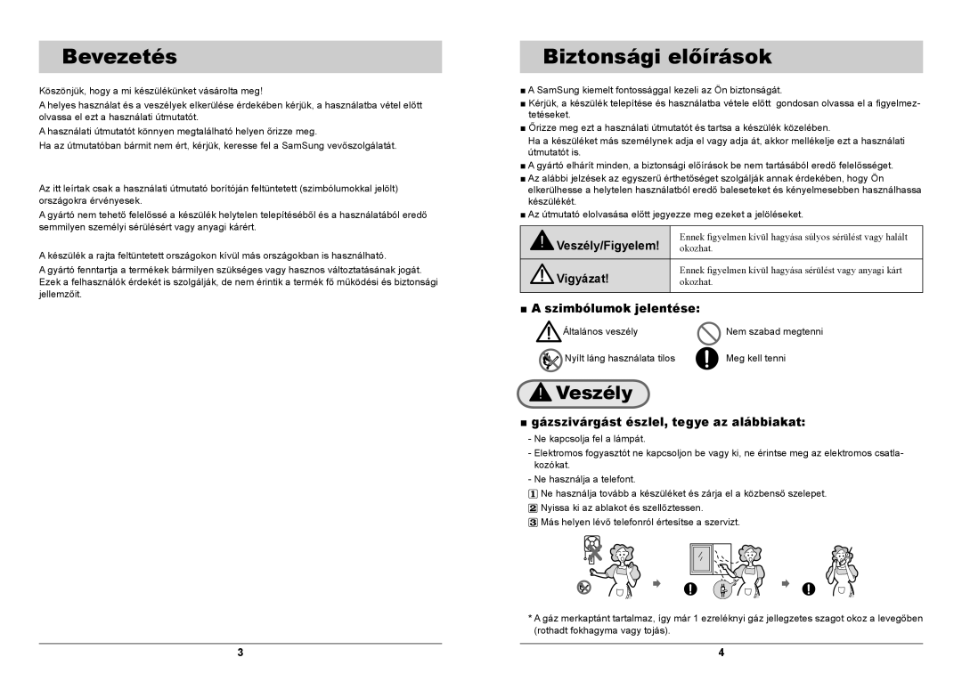 Samsung GN641FFXD/BOL, GN641FFXD/XEH manual Bevezetés, Biztonsági előírások, Veszély 