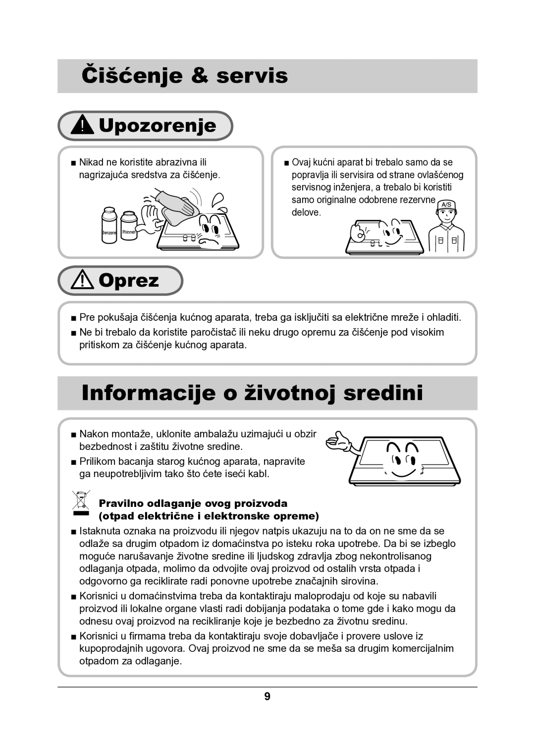 Samsung GN641FFXD/XEH manual Čišćenje & servis, Informacije o životnoj sredini 