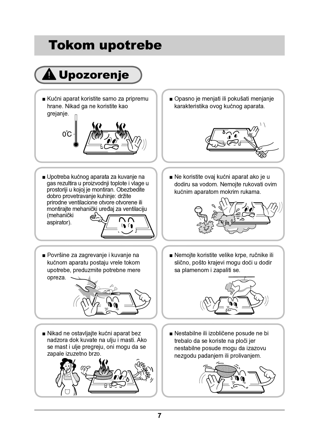 Samsung GN641FFXD/XEH manual Tokom upotrebe 