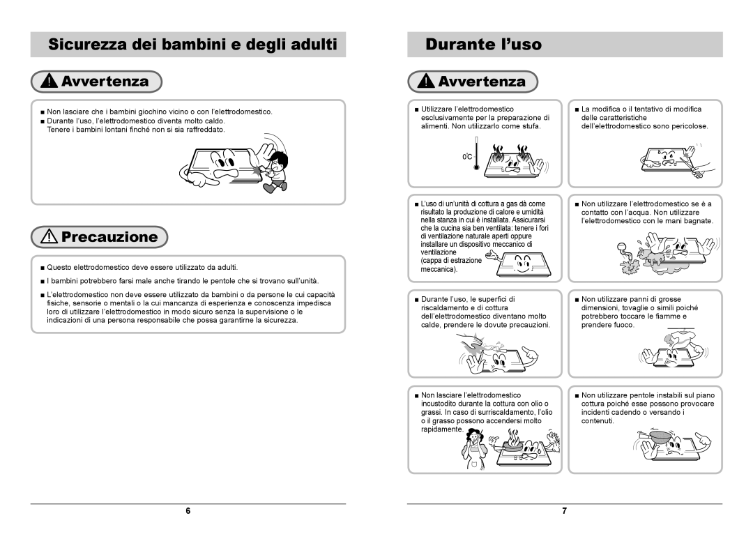 Samsung GN641JDXD1/XET, GN641FDXD1/XET manual Sicurezza dei bambini e degli adulti, Durante l’uso 