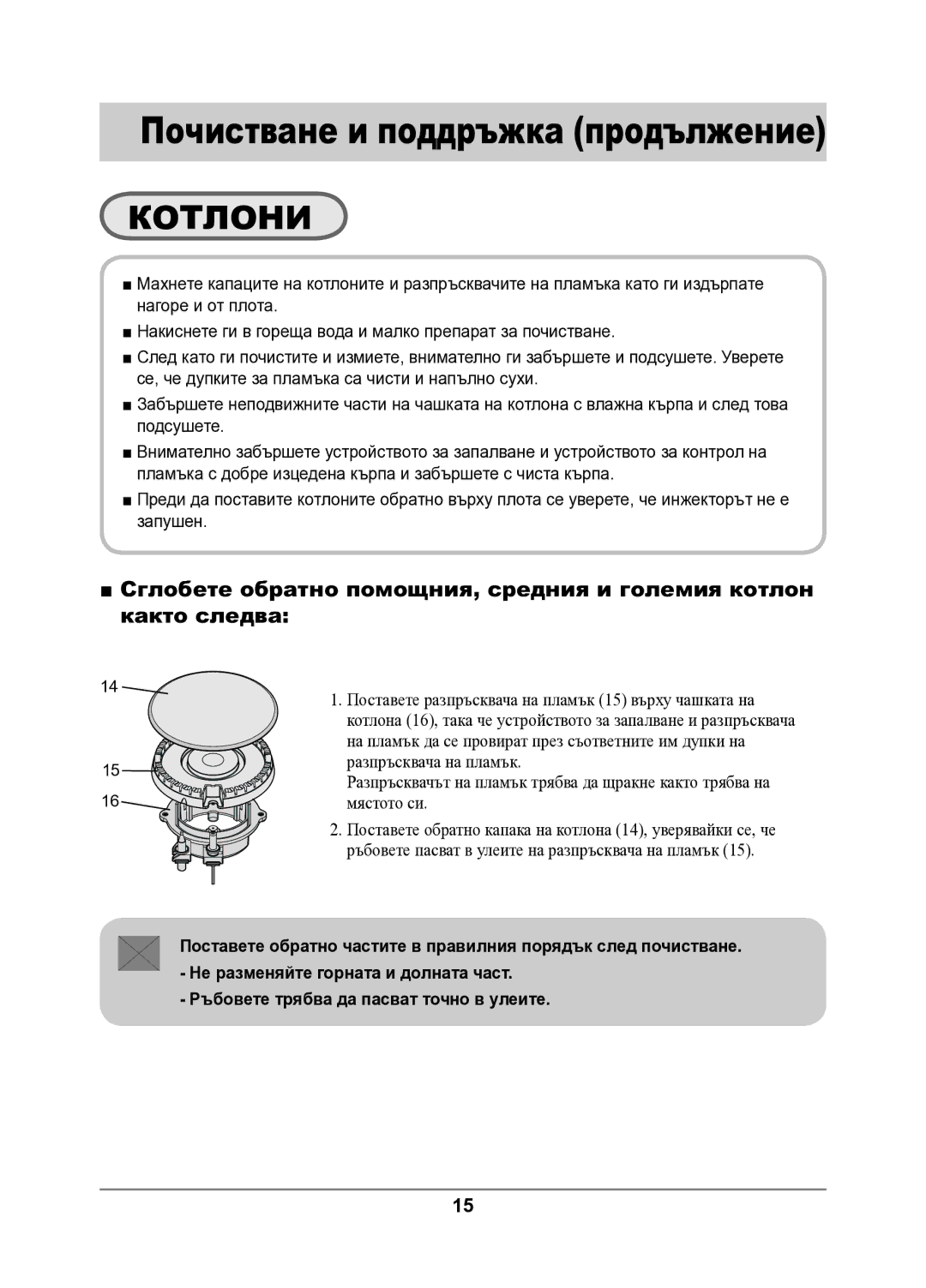 Samsung GN642FFXD/BOL manual Почистване и поддръжка продължение, Котлони 