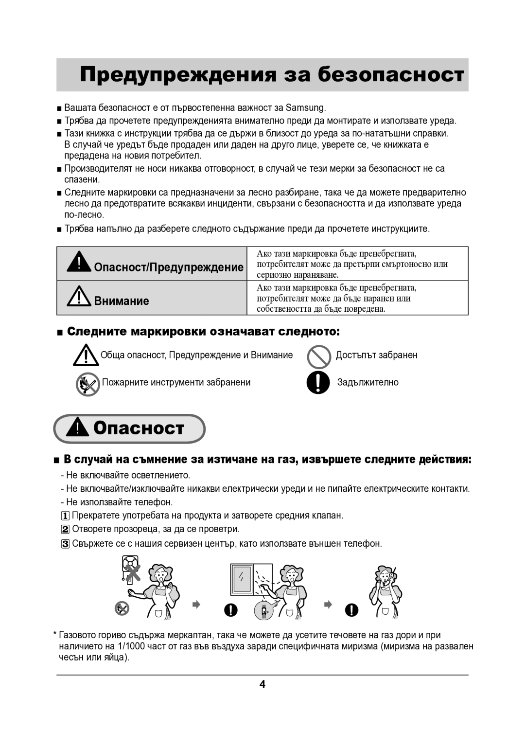 Samsung GN642FFXD/BOL manual Предупреждения за безопасност, Опасност 