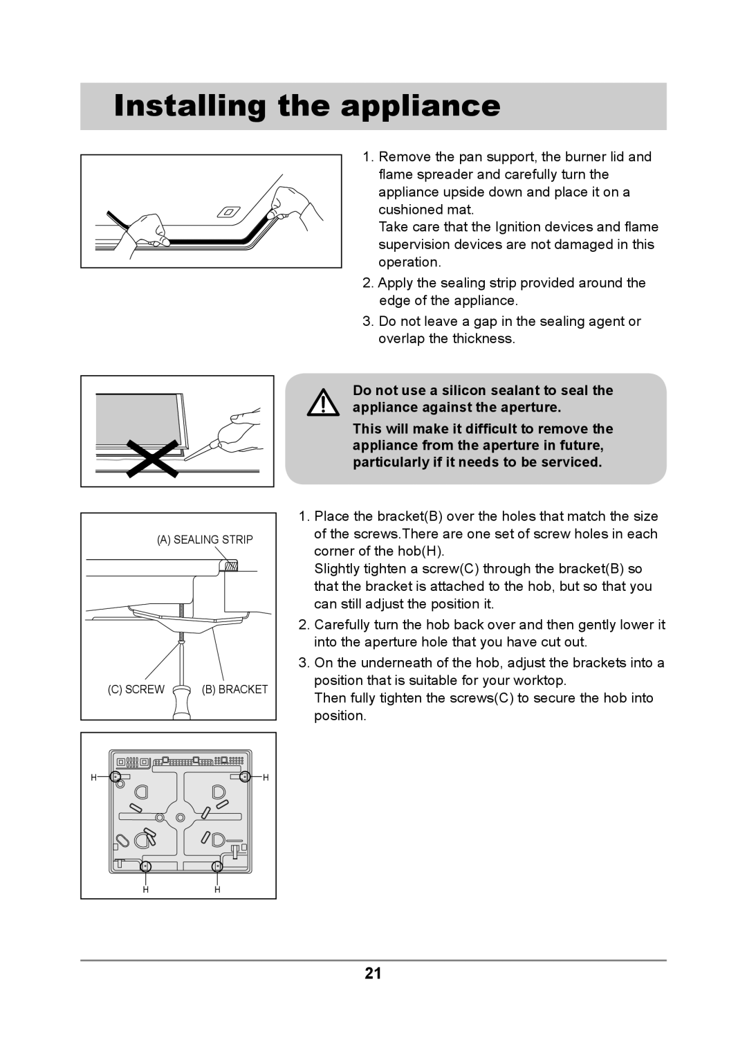 Samsung GN641FFXD/BOL, GN642FFXD/XEU, GN642FFXD/XET, GN642FFXD/BOL, GN641FFXD/XEH, GN642FFXD/BWT manual Installing the appliance 