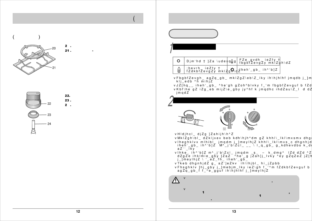 Samsung GN7A2IFXD/BWT manual Включение, Подставка под кастрюлю с выпуклым дном, Опция, Ручка регулятора пламени 