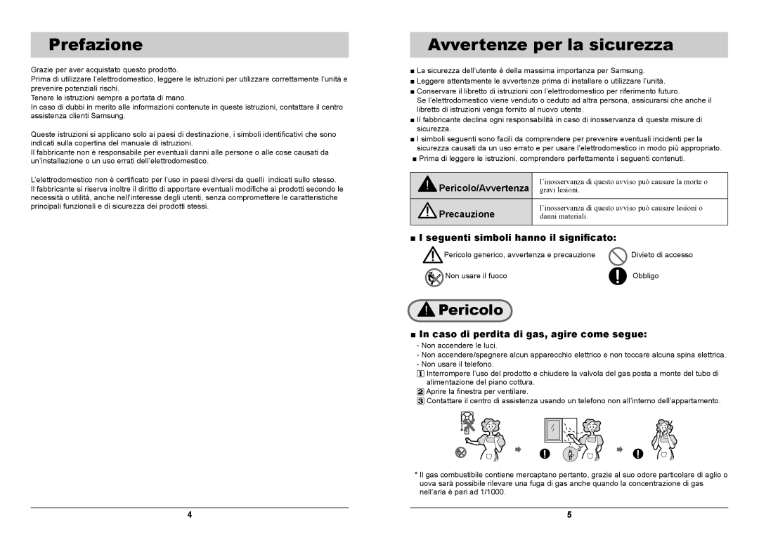 Samsung GN7A2IFXD/XET manual Prefazione, Avvertenze per la sicurezza, Pericolo 