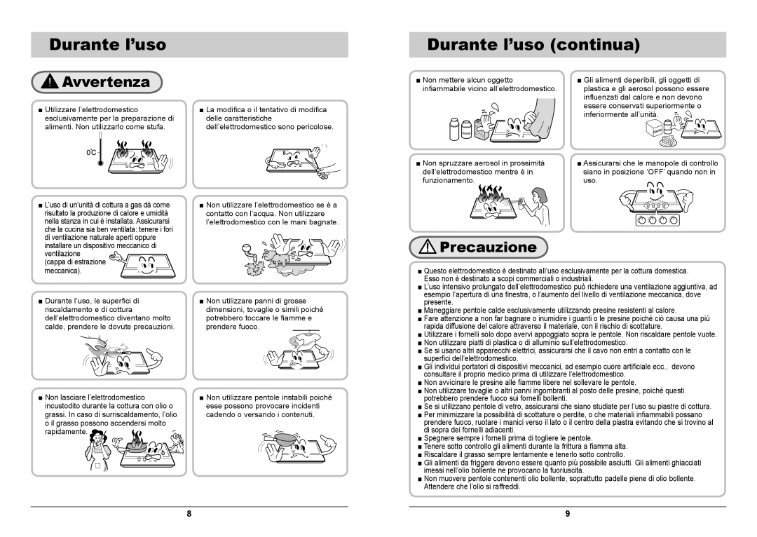 Samsung GN7A2IFXD/XET manual Durante l’uso continua 