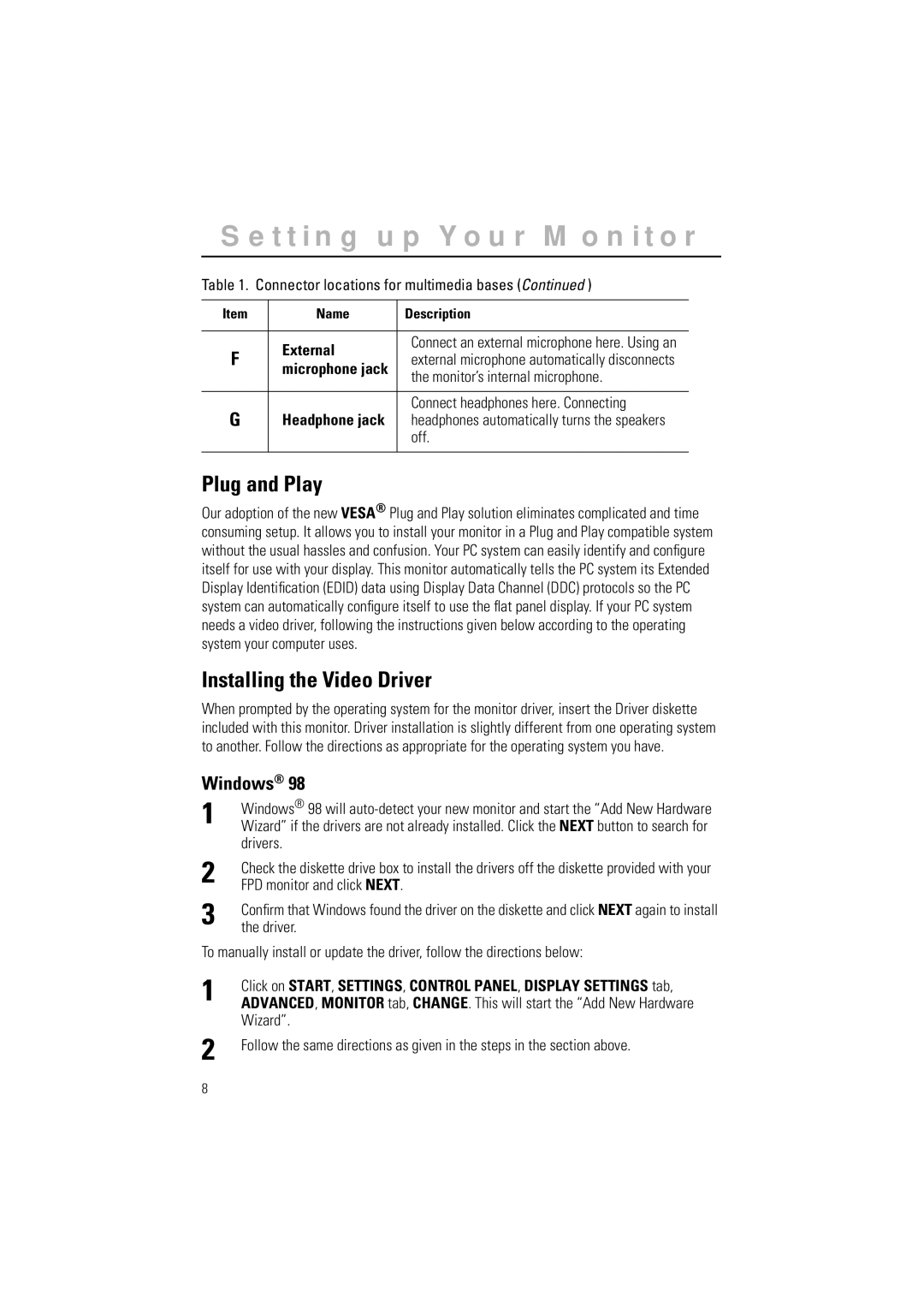 Samsung GR15MSAN/EDC, GR15MSAPN/EDC manual Plug and Play, Installing the Video Driver, Windows 