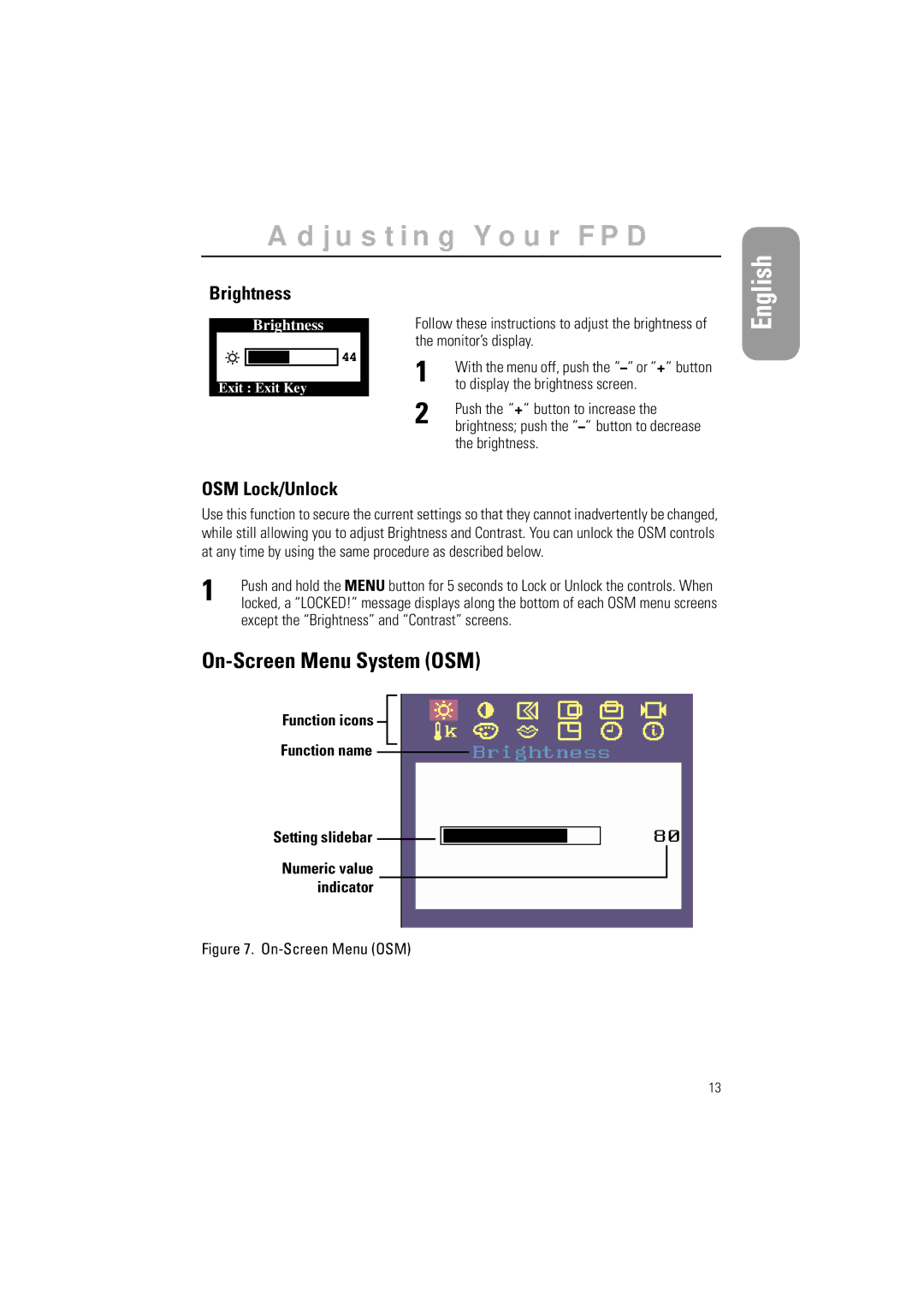 Samsung GR15MSAPN/EDC, GR15MSAN/EDC manual On-Screen Menu System OSM, Brightness, OSM Lock/Unlock 