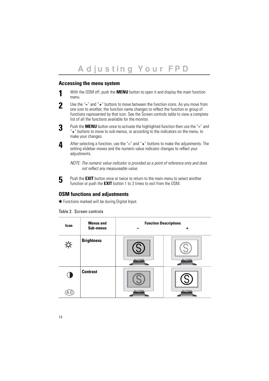 Samsung GR15MSAN/EDC manual Accessing the menu system, OSM functions and adjustments, Make your changes, Adjustments 