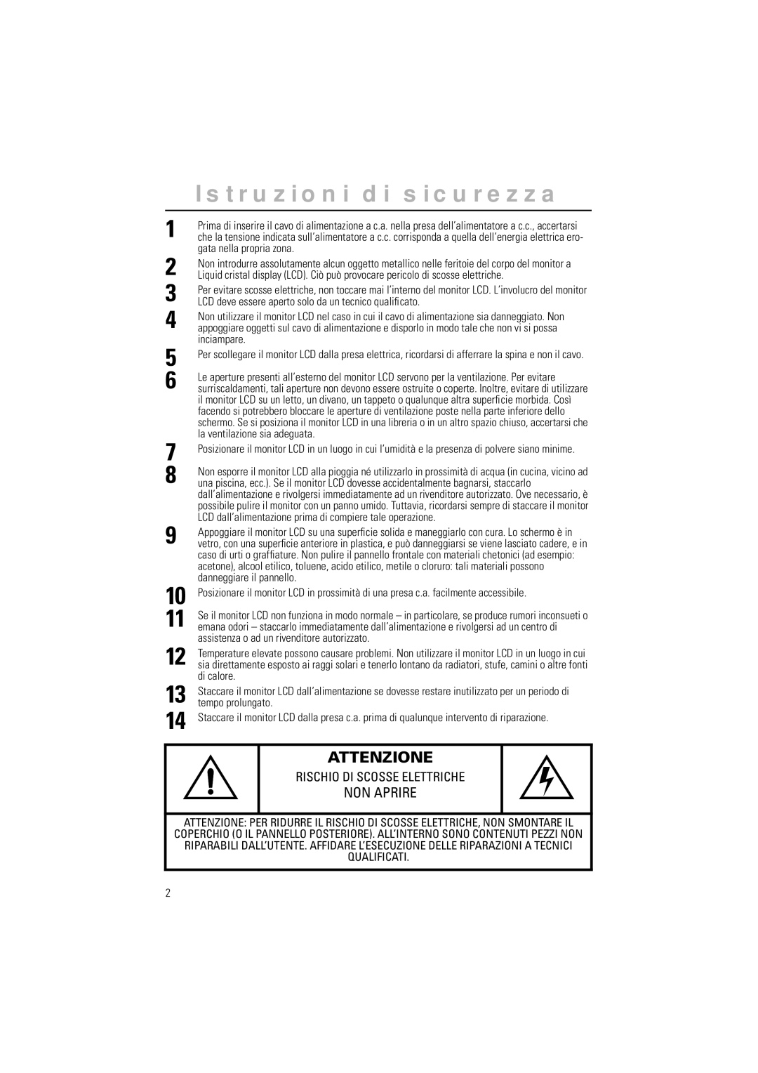 Samsung GR15MSAPN/EDC manual Istruzioni di sicurezza 