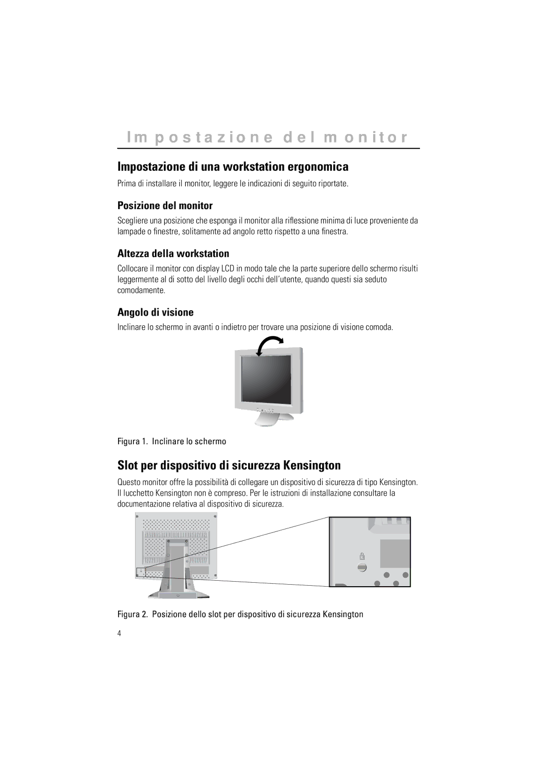 Samsung GR15MSAPN/EDC manual Impostazione di una workstation ergonomica, Slot per dispositivo di sicurezza Kensington 