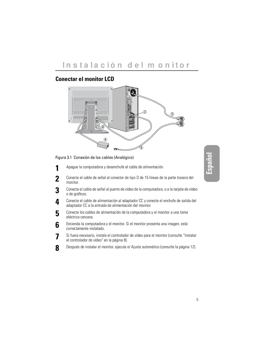 Samsung GR15MSAPN/EDC manual Conectar el monitor LCD 