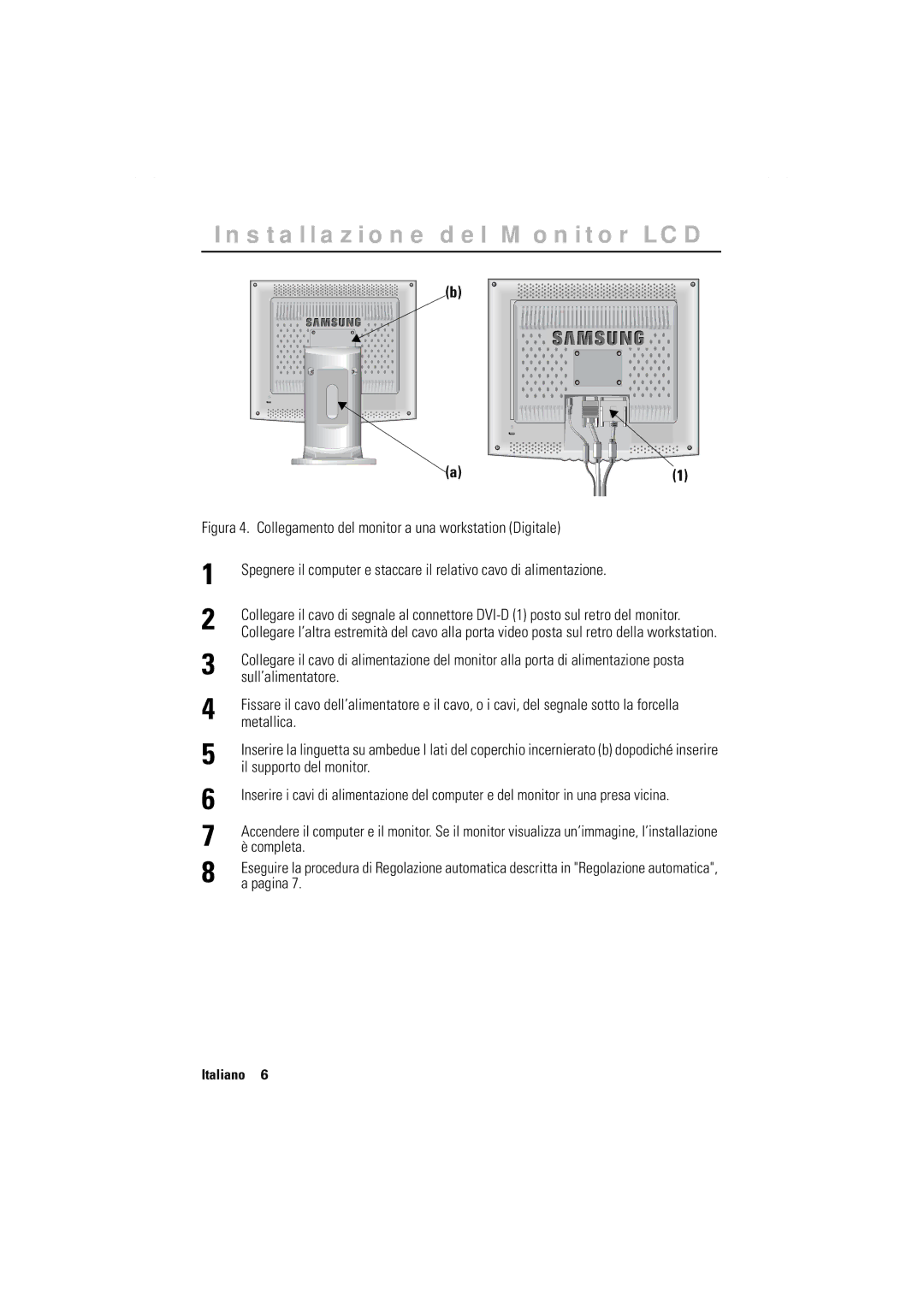 Samsung GR17MSSAN/EDC manual Sull’alimentatore, Metallica, Il supporto del monitor, Completa, Pagina 