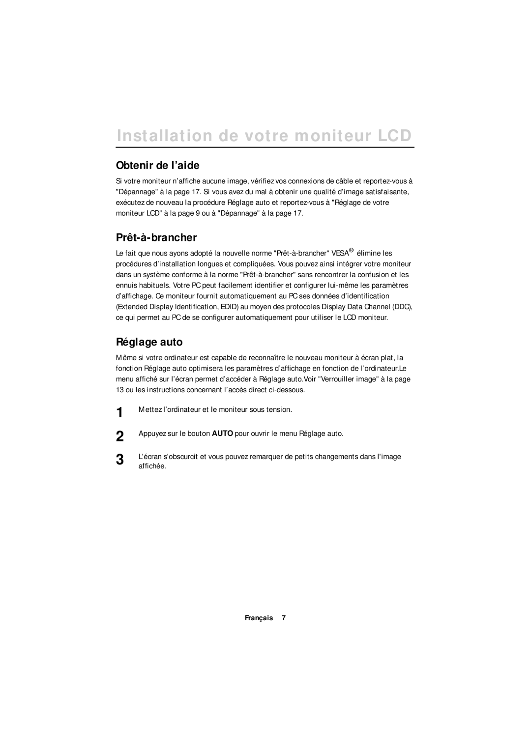 Samsung GR18MSSSN/EDC, GT18MSSN/EDC manual Obtenir de l’aide, Prêt-à-brancher, Réglage auto 