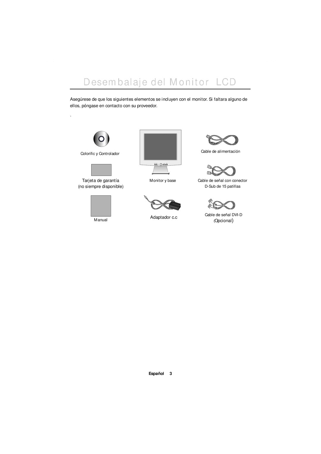 Samsung GT18MSSN/EDC, GR18MSSSN/EDC manual Desembalaje del Monitor LCD, English 