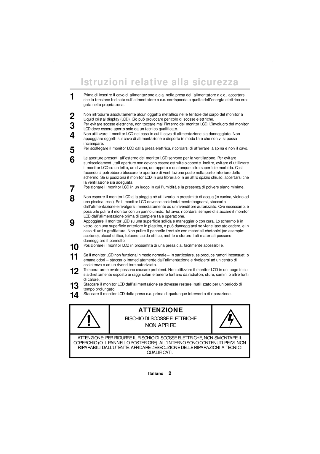 Samsung GR18MSSSN/EDC manual Istruzioni relative alla sicurezza, Gata nella propria zona 