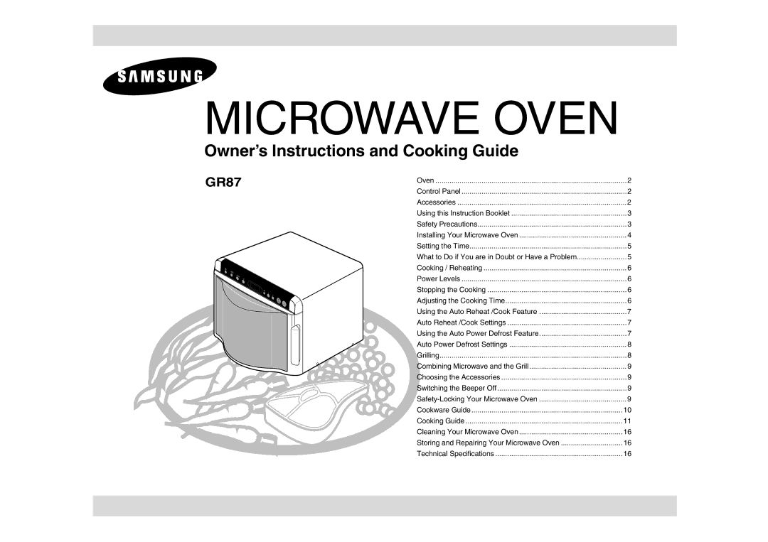 Samsung GR87-S/BOL manual Microwave Oven 