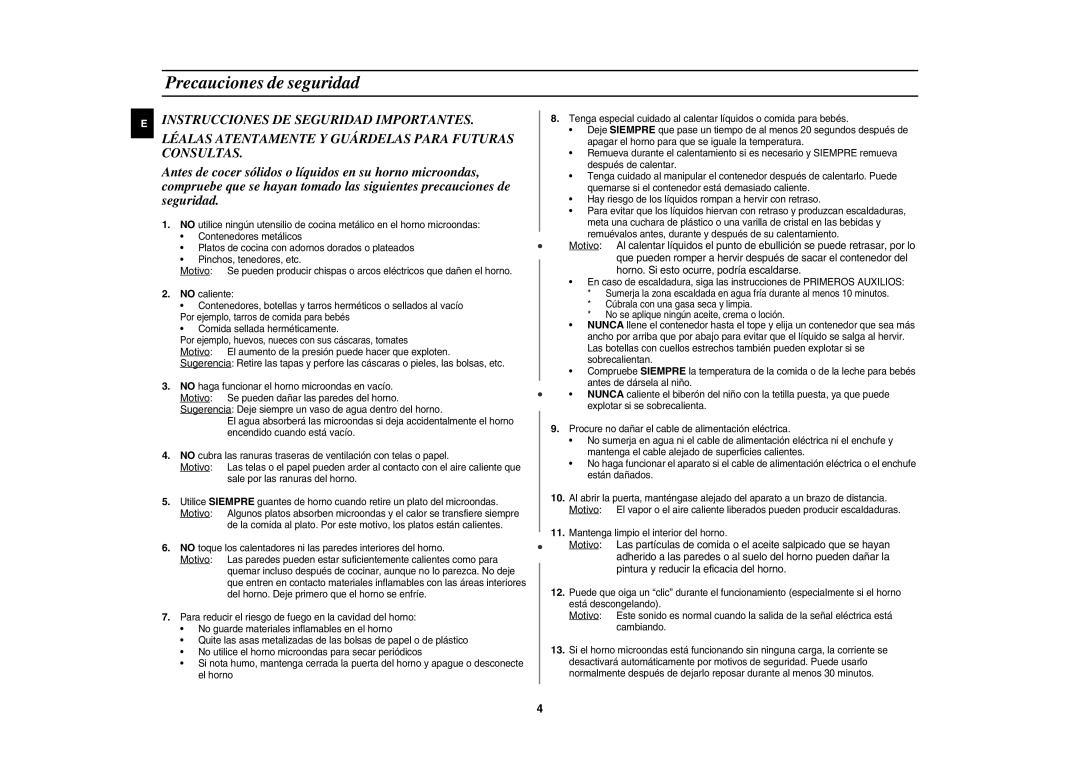 Samsung GR87/XEC, GR87-S/XEC manual Precauciones de seguridad 