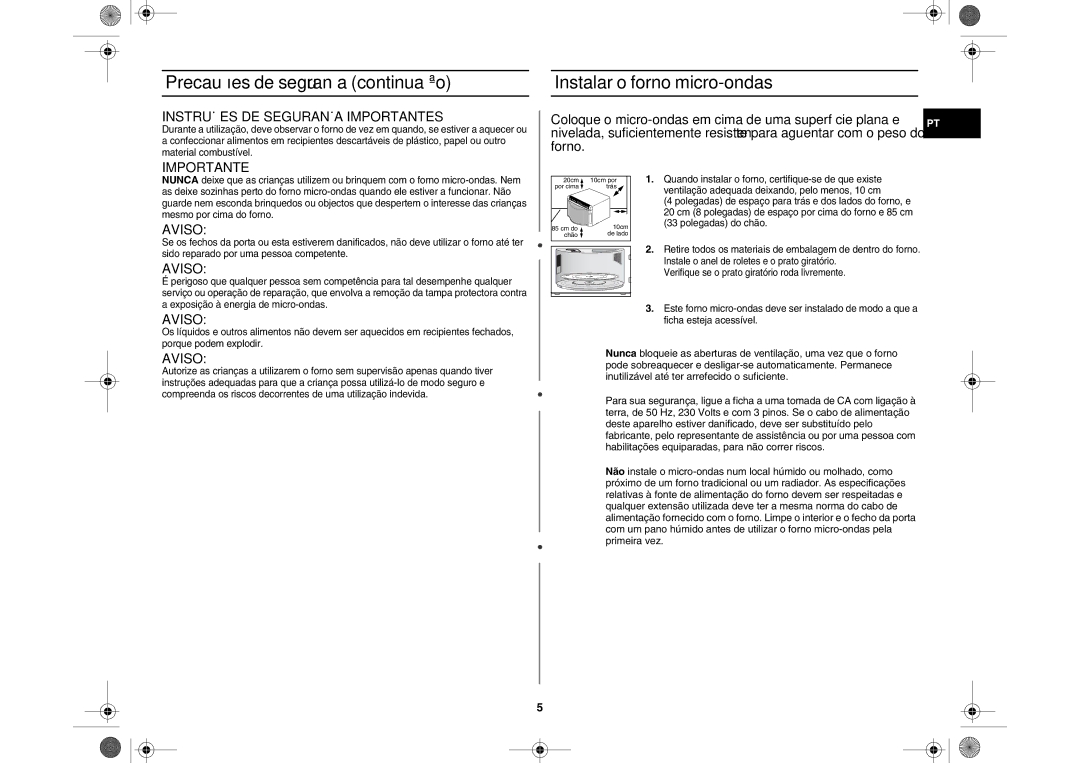 Samsung GR87-S/XEC, GR87/XEC manual Instruções DE Segurança Importantes, Aviso 