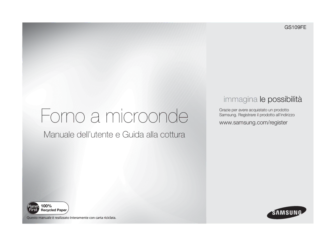 Samsung GS109FE-SS/XET manual Forno a microonde 