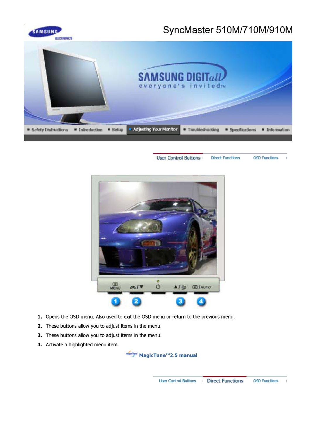 Samsung GY15VSSB/MYA, GS17MSSB/XSJ, GS17MSSS/XSJ, GS17MSSN/XSJ, GS19MSSS/XSJ, GS15MSSS/XSJ, GS15MSSN/XSJ MagicTune2.5 manual 