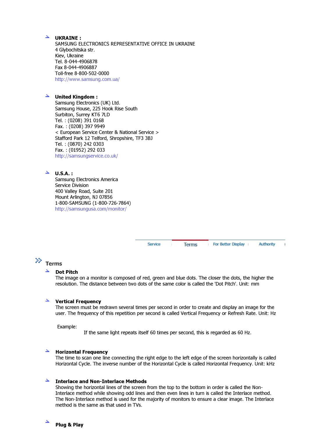 Samsung GS15MSSN/XSJ, GS17MSSB/XSJ, GS17MSSS/XSJ, GS17MSSN/XSJ, GS19MSSS/XSJ, GS15MSSS/XSJ, GS17MSSS/EDC, GS15MSSS/EDC Terms 