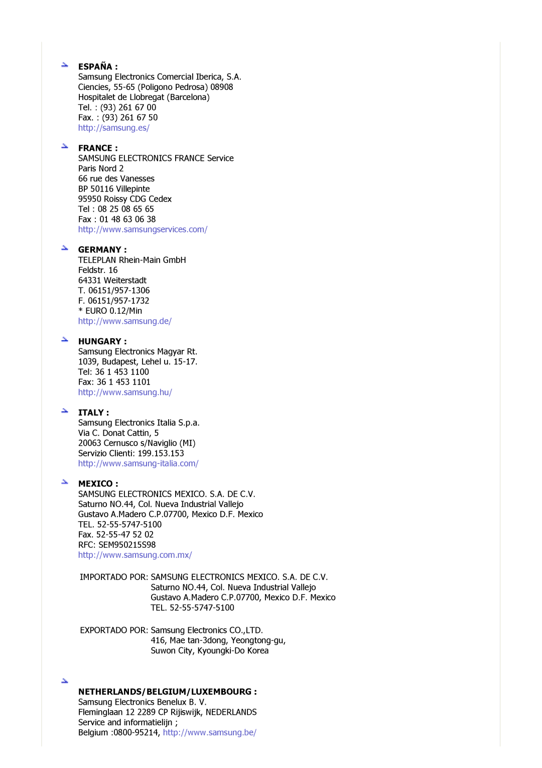 Samsung GS17MSSS/EDC, GS15MSSS/EDC, GS17VSSS/EDC manual France 