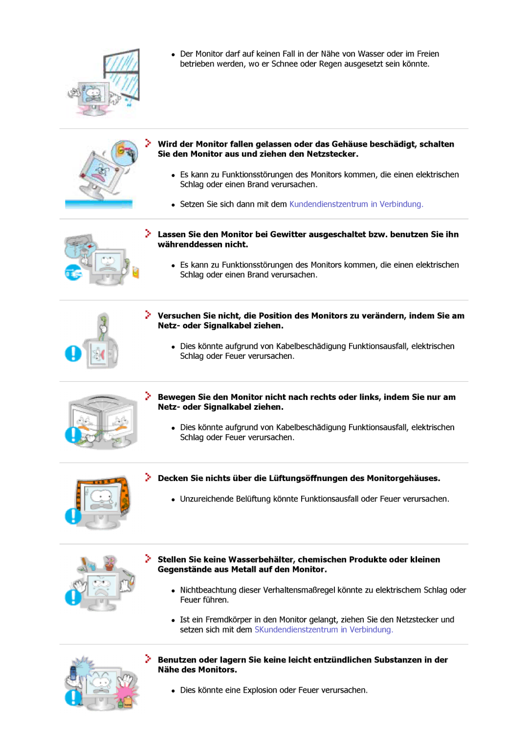 Samsung GS17CSSS/EDC, GS17MSSS/EDC, GS15MSSS/EDC, GS19MSSS/EDC manual Dies könnte eine Explosion oder Feuer verursachen 