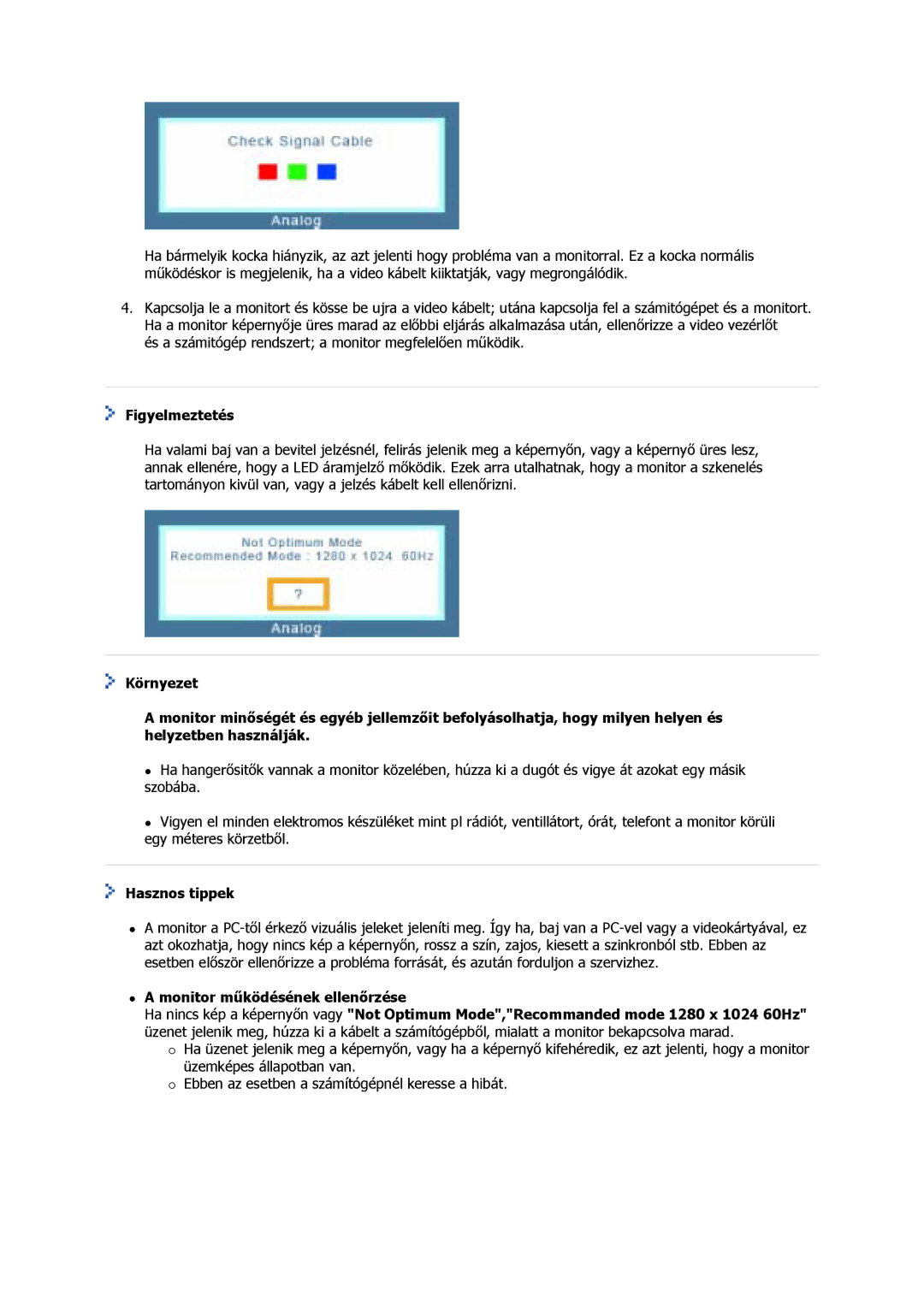 Samsung GS17CSSS/EDC, GS17MSSS/EDC, GS15MSSS/EDC, GS19MSSS/EDC, GS17VSSS/EDC, GS17VSSN/EDC manual Figyelmeztetés, Hasznos tippek 