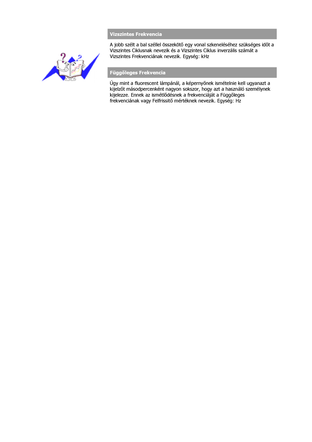 Samsung GS17VSSS/EDC, GS17MSSS/EDC, GS15MSSS/EDC, GS19MSSS/EDC, GS17VSSN/EDC Vizszintes Frekvencia, Függőleges Frekvencia 