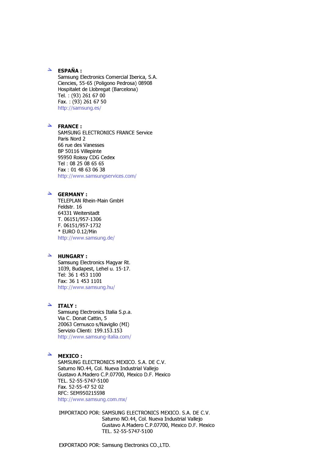 Samsung GY15VSSB/SAI, GS17MSSS/EDC, GS15MSSS/EDC, GS19MSSS/EDC, GS17VSSS/EDC, GY15VSSB/MYA manual France 