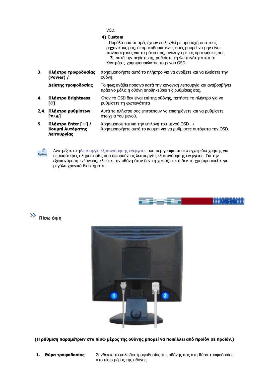 Samsung GS17VSSS/EDC, GS17MSSS/EDC, GS19MSSS/EDC, GS17CSSS/EDC manual Πίσω όψη 