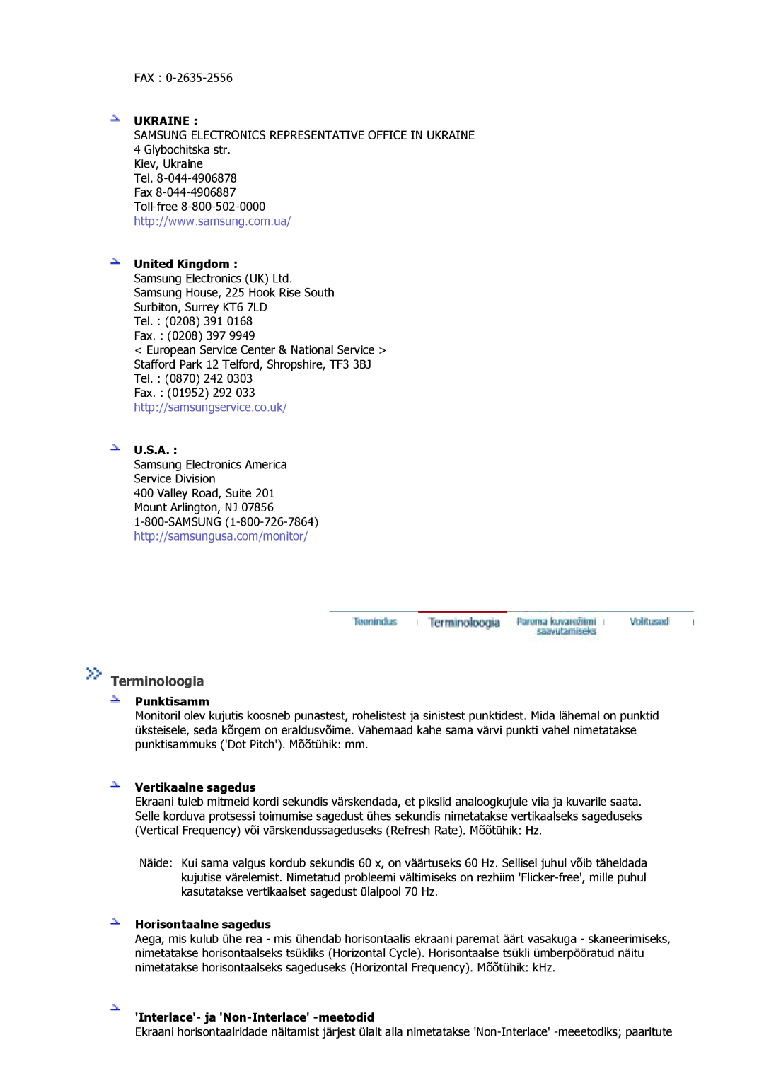 Samsung GS17CSSS/EDC, GS17VSSS/EDC, GS17VSSN/EDC manual Terminoloogia 