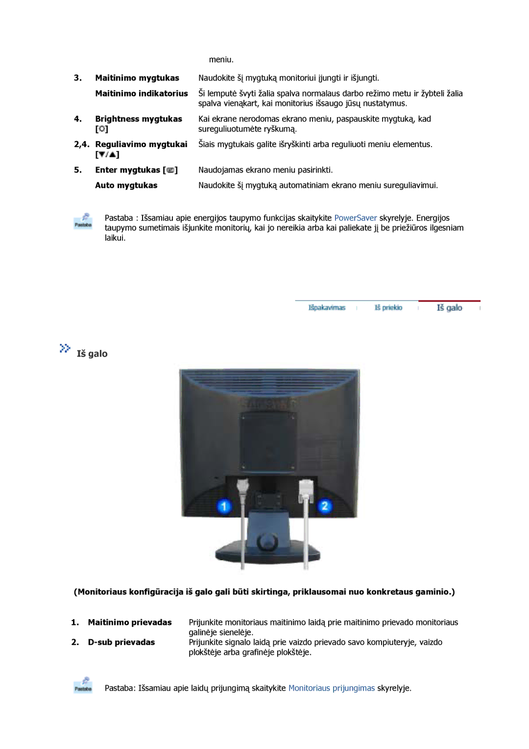 Samsung GS17CSSS/EDC, GS17VSSS/EDC, GS17VSSN/EDC manual Iš galo, Sureguliuotumėte ryškumą 