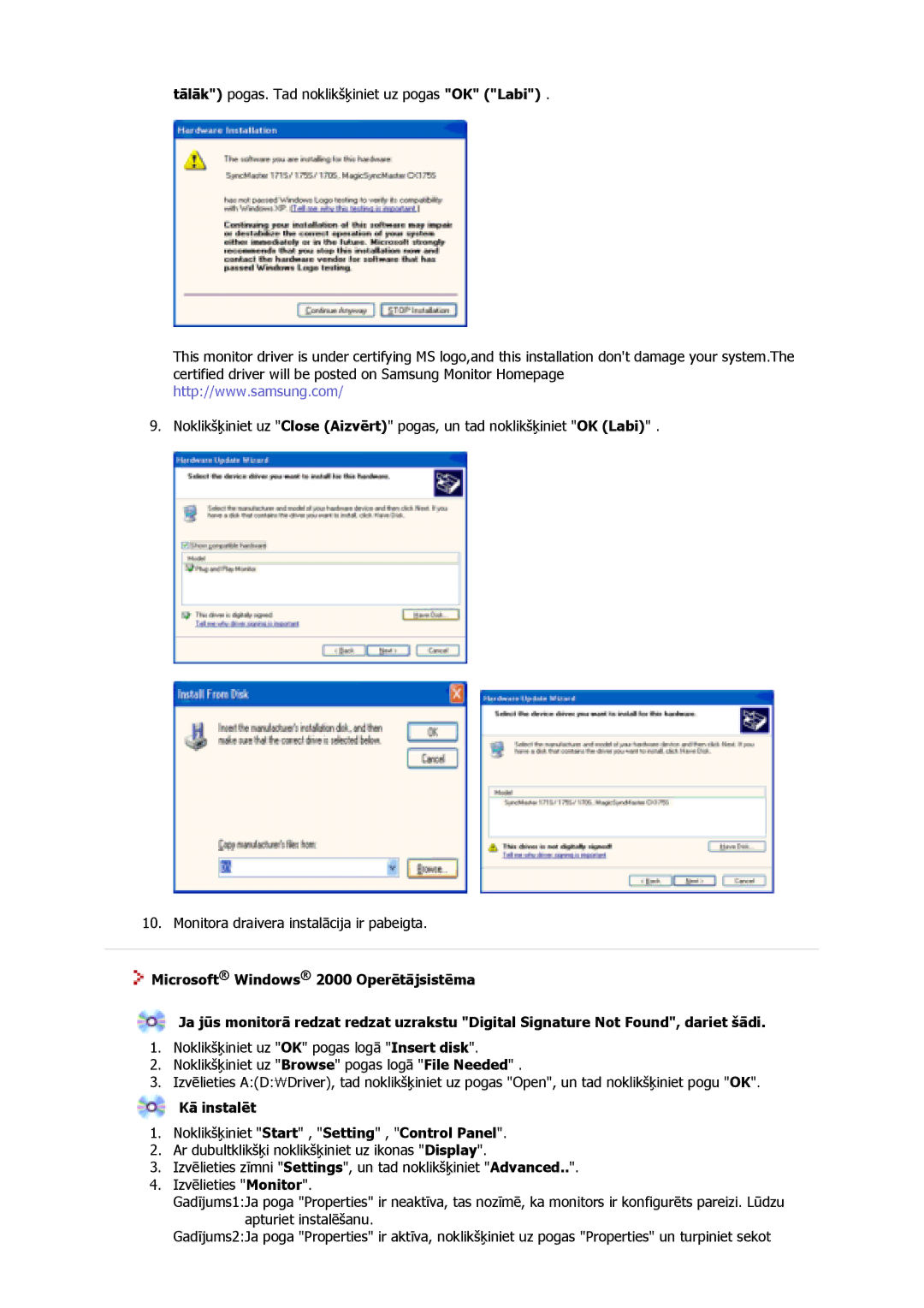 Samsung GS17VSSS/EDC, GS17VSSN/EDC, GS17CSSS/EDC manual Kā instalēt 