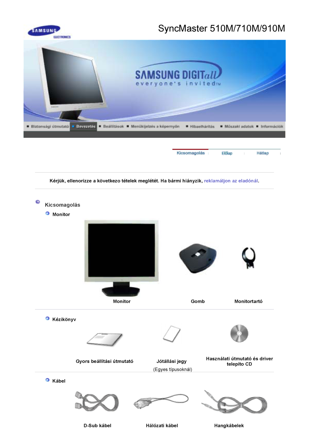 Samsung GS17CSSS/EDC, GS17VSSS/EDC, GS17VSSN/EDC manual SyncMaster 510M/710M/910M 