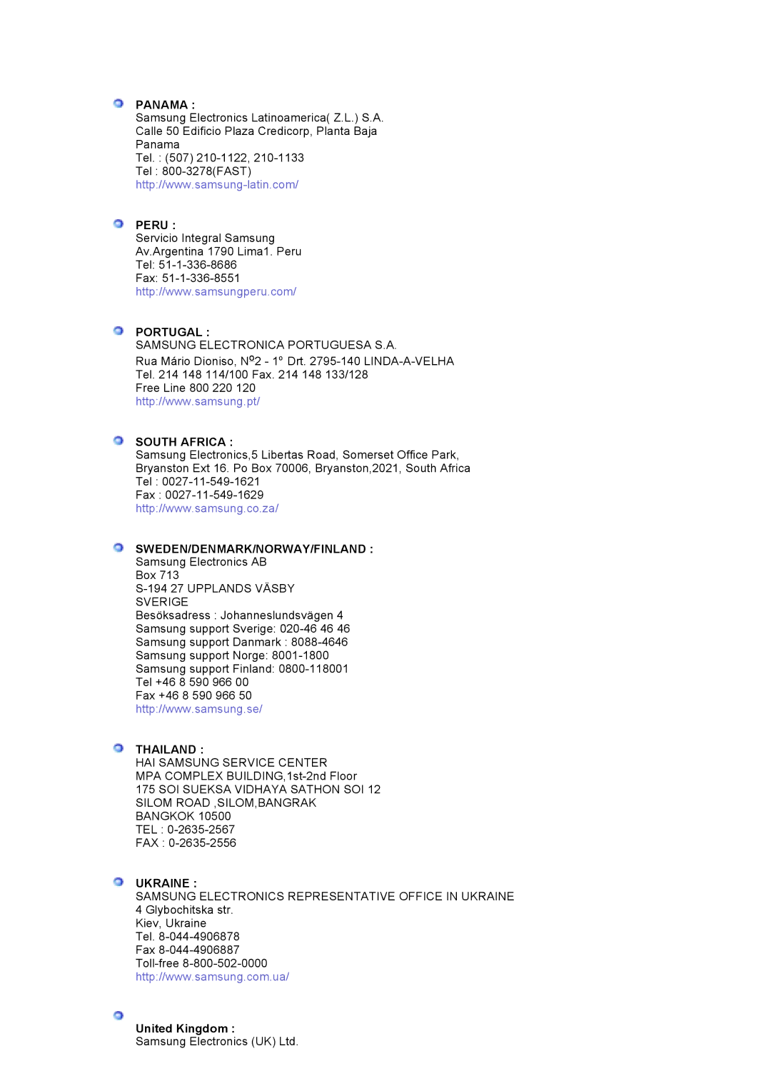 Samsung GS17CSSS/EDC, GS17VSSS/EDC, GS17VSSN/EDC manual Panama, United Kingdom 