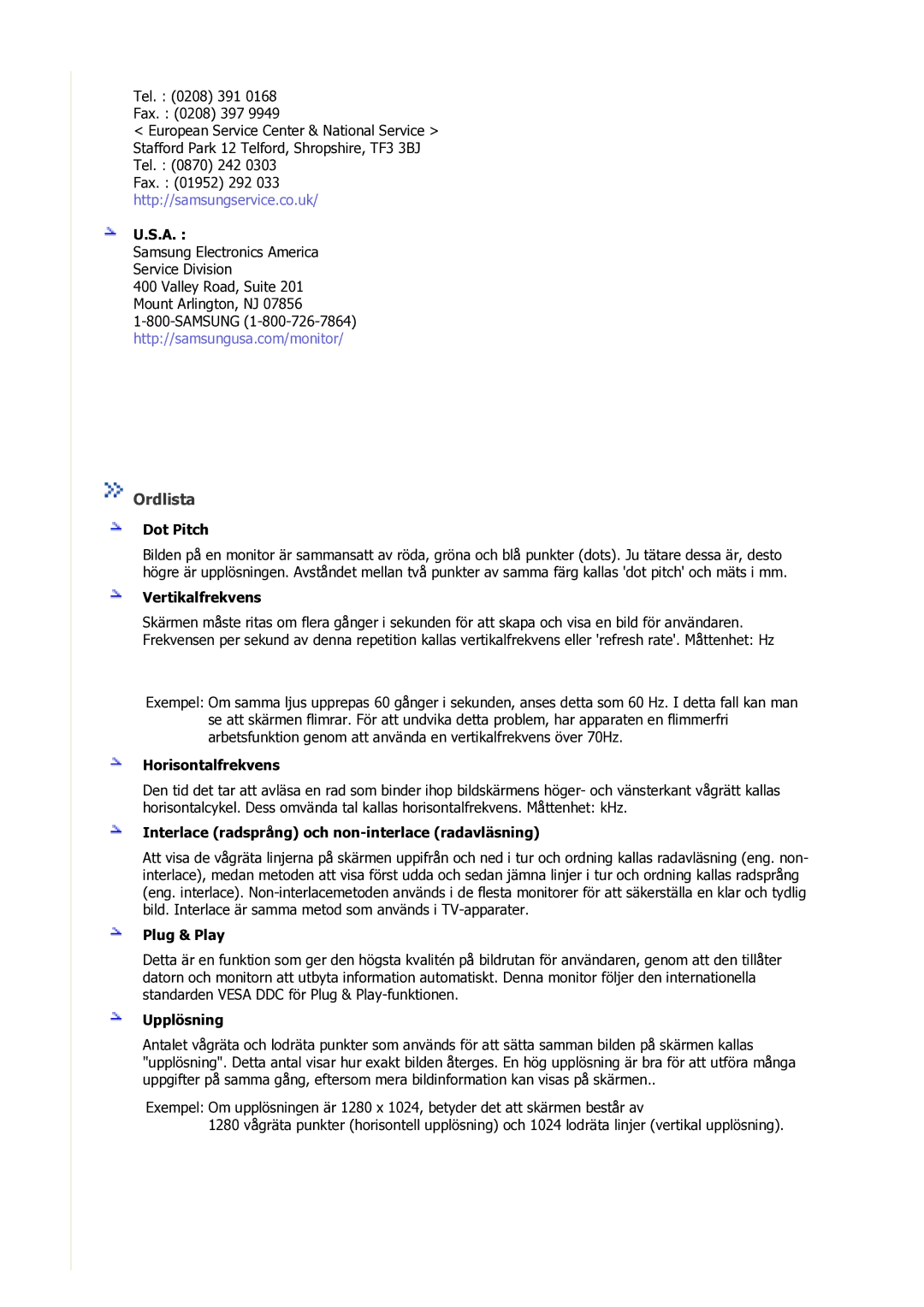 Samsung GS17VSSS/EDC manual Ordlista 