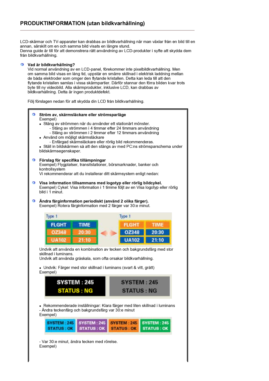 Samsung GS17VSSS/EDC manual Vad är bildkvarhållning?, Ström av, skärmsläckare eller strömsparläge 