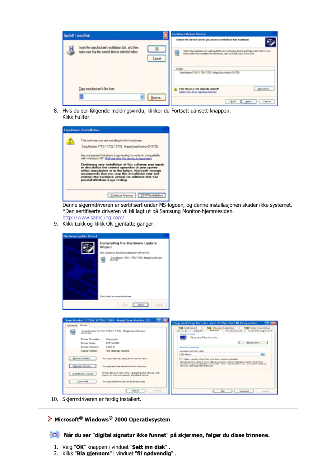 Samsung GS17VSSS/EDC manual Klikk Bla gjennom i vinduet fil nødvendig 